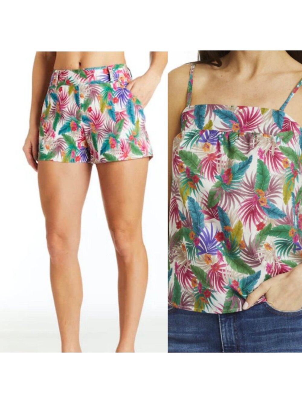 Drew Women's Tropical Print set willow Tank Top molly Shorts Size Large (12) new